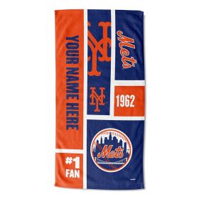 [Personalization Only] OFFICIAL MLB Colorblock Personalized Beach Towel - Mets