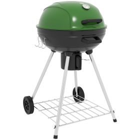 Outsunny 21" Kettle Charcoal BBQ Grill Trolley with 360 sq.in. Cooking Area, Outdoor Barbecue with Shelf, Wheels