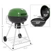 Outsunny 21" Kettle Charcoal BBQ Grill Trolley with 360 sq.in. Cooking Area, Outdoor Barbecue with Shelf, Wheels