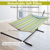 Patio Hammock Foldable Portable Swing Chair Bed with Detachable Pillow