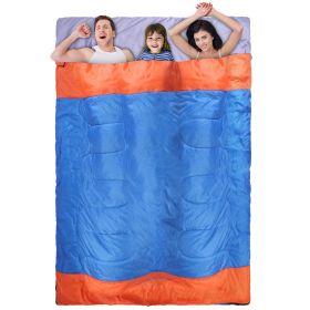 3 People Sleeping Bag for Adult Kids Lightweight Water Resistant Camping Cotton Liner Cold Warm Weather Indoor Outdoor Use 3 Season with Sack for Spri (Color: 3-Person)