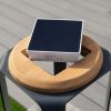 16.81"/12.01"H Outdoor lighting Aluminum Solar LED Lantern with Teak, USB Charging